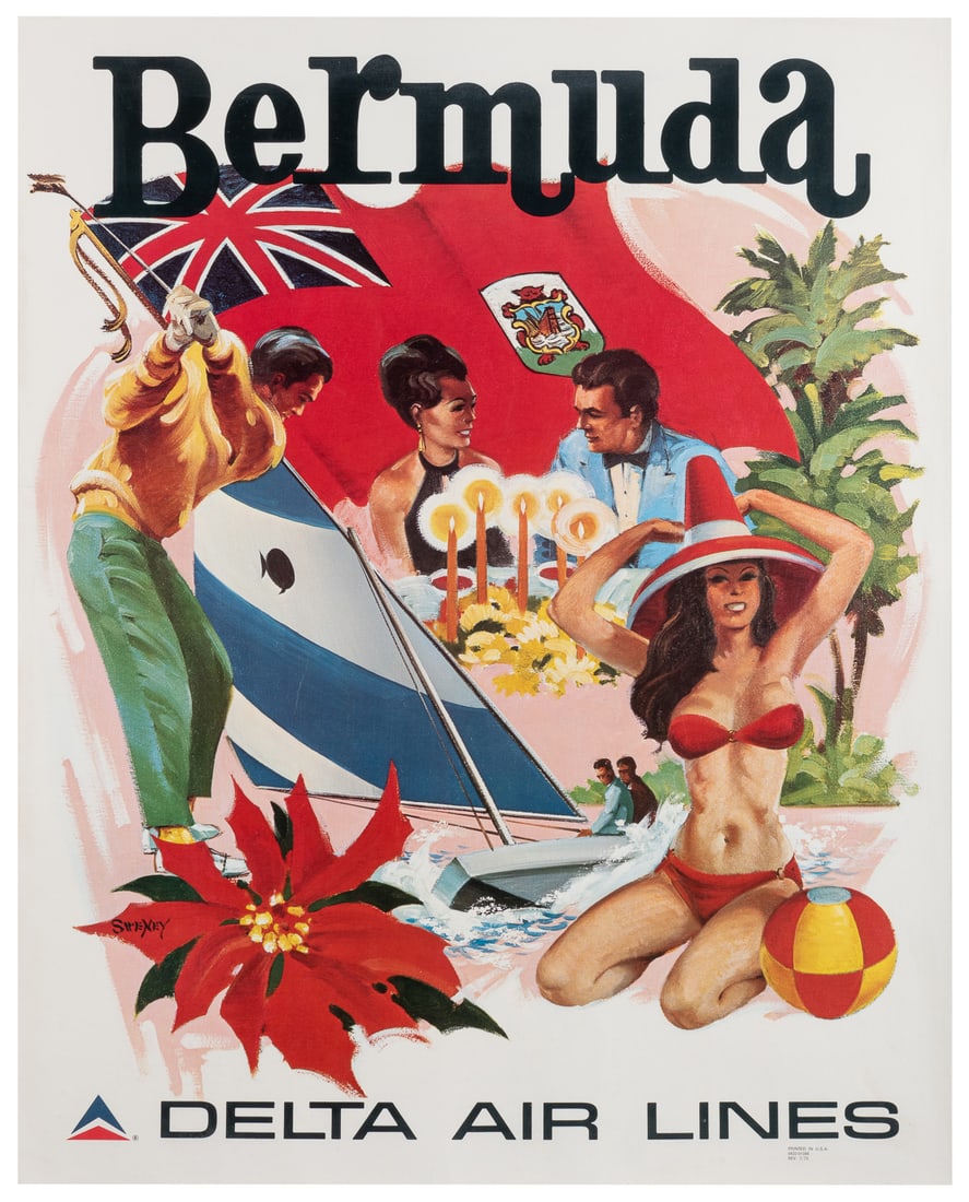 SWENEY, Fred. Bermuda / Delta Air Lines. 1973. Travel poste... (1 of 1)