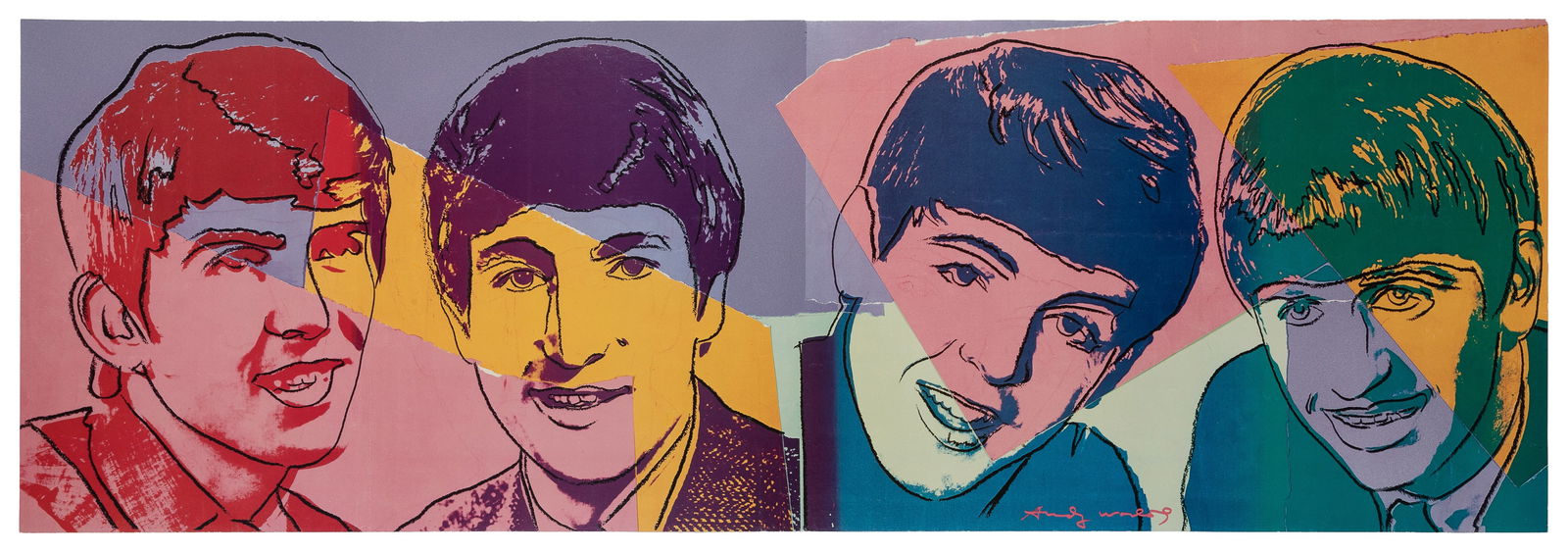 WARHOL, Andy (1928 - 1987). The Beatles. [1980]. Screenprin...: WARHOL, Andy (1928 - 1987). The Beatles. [1980]. Screenprint on paper. From left to right: George Harrison, John Lennon, Paul McCartney, and Ringo Starr. Initially created as jacket artwork for a 1980