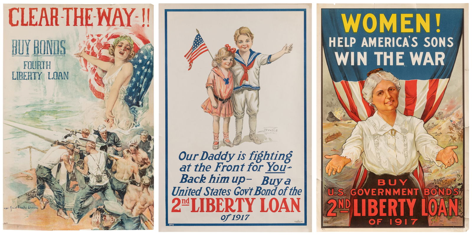 [WORLD WAR I]. Group of 3 war propaganda posters. Including... (1 of 4)