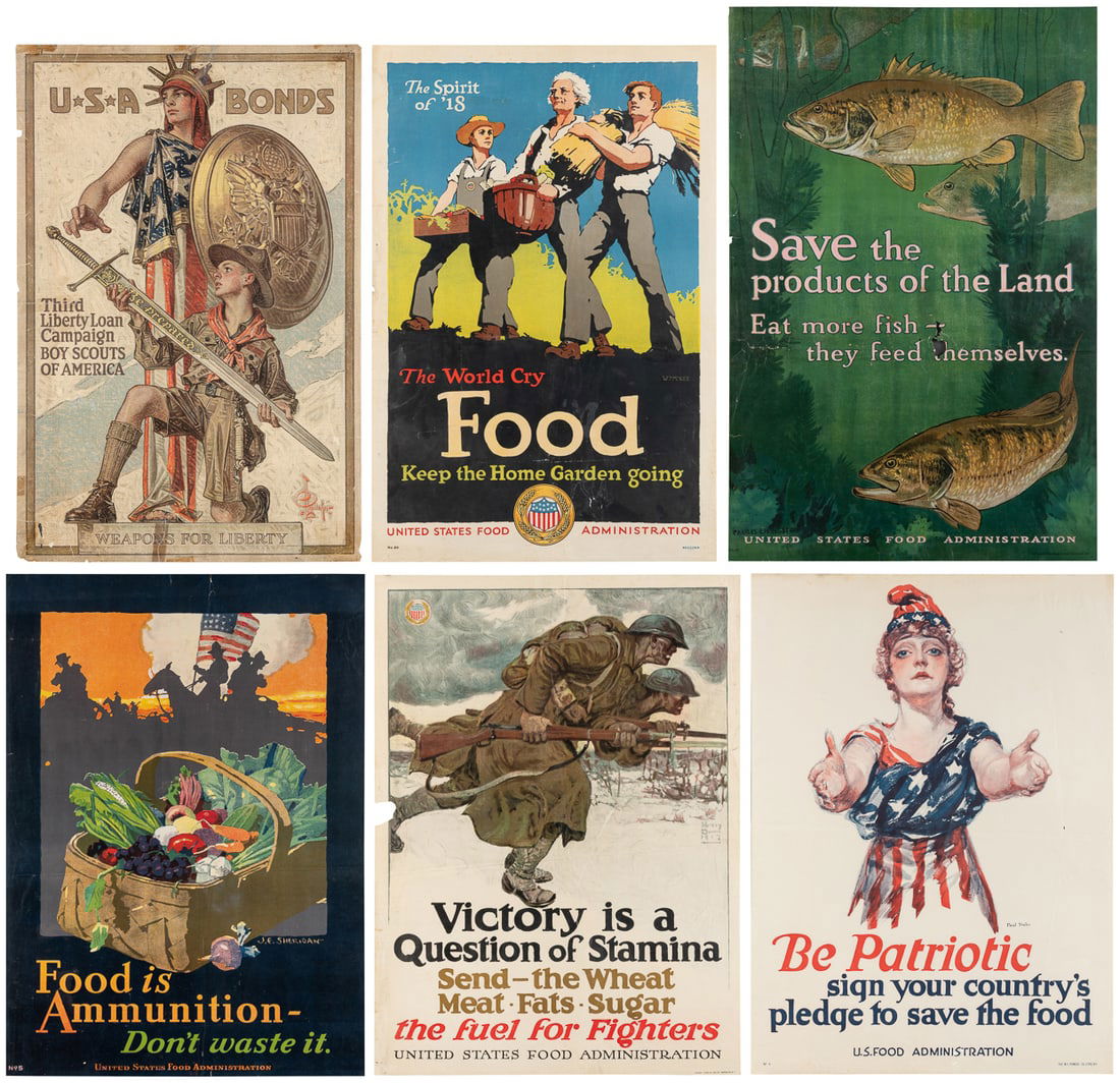[WORLD WAR I]. Group of 6 war propaganda posters. Circa 191... (1 of 7)