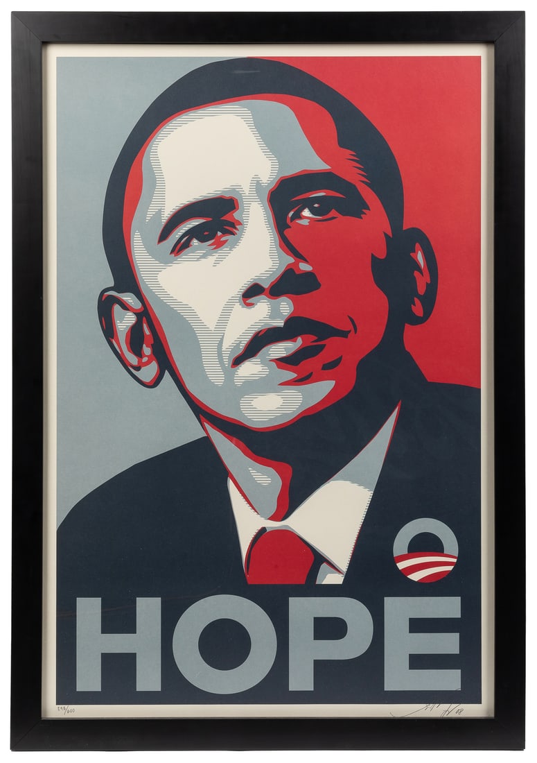 FAIREY, Shepard (b. 1970). Hope. 2008. Offset lithograph ca... (1 of 2)