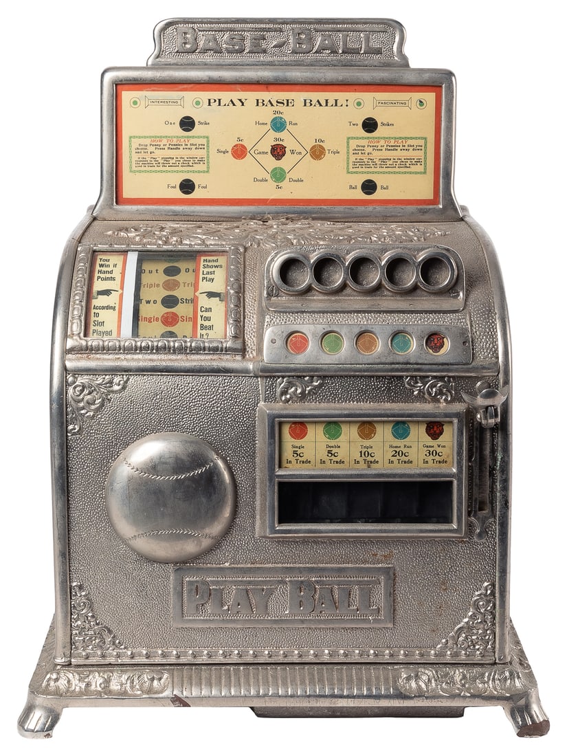 Caille Bros. 1 Cent Play Ball Baseball Countertop Trade Sti...