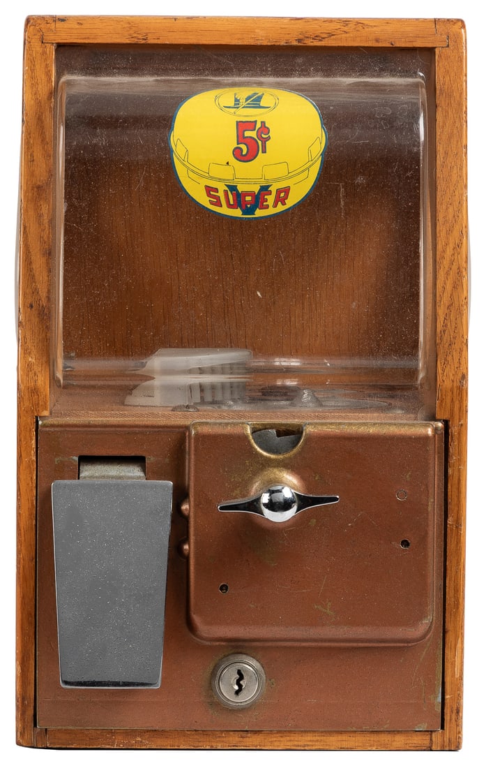 Victor Baby Grand 5 Cent Super Gumball Machine. Wooden hous... (1 of 2)