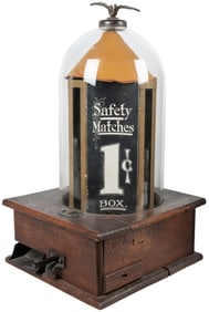 1 Cent Jackson Vending Match Vending Machine. Wooden base w...