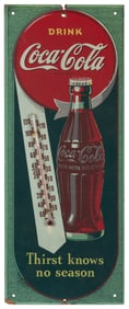 Coca-Cola Thermometer Sign on Lithographed Masonite. [Atlan...