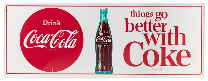 Things Go Better with Coke Tin Sign. Single sided tin horiz...