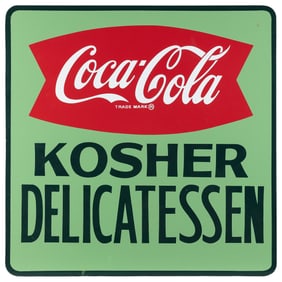 Coca-Cola Kosher Delicatessen Sign. Painted wooden sign wit...