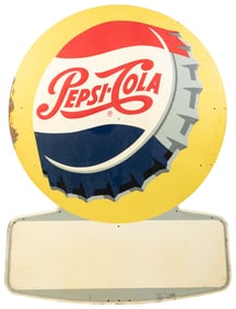 Pepsi-Cola Large Painted Tin Sign. [New Bern, NC: Pepsi Co....