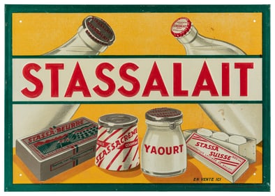 Stassalait Swiss Dairy Advertising Tin Sign. Marseille, ca....