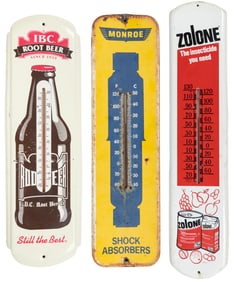 Group of 3 Advertising Thermometers. Wall-mount style therm...
