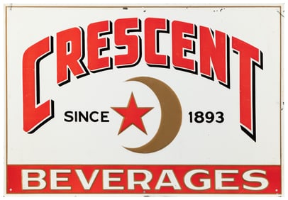 Crescent Beverages Tin Sign. Single sided tin sign, embosse...