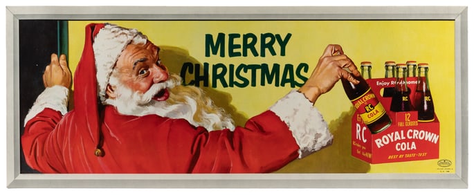 Royal Crown Cola Cardboard Santa Claus Sign. Paris, IL: U. ...
