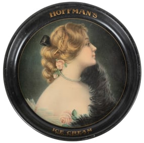 Hoffman’s Ice Cream “Mildred” Tin Tray. Lithographed tin ad...