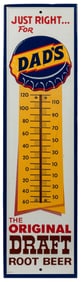Dad’s Root Beer Vintage Tin Thermometer Sign. Painted tin s...