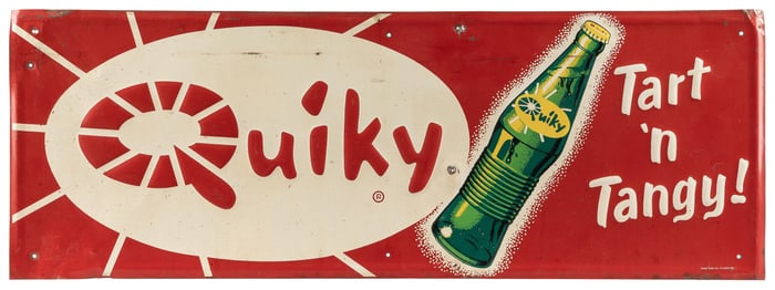 Quiky Soda Embossed Tin Sign, “Tart ‘n Tangy!” St. Louis, M...