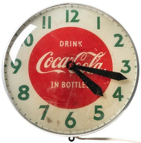 Drink Coca-Cola in Bottles Illuminated Clock. Round light-u...