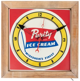 Two Ice Cream Clocks. Borden’s [and] Purity Ice Cream. Circ...