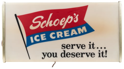 Schoep’s Ice Cream Double-Sided Lighted Sign. [Ca. mid-20th...
