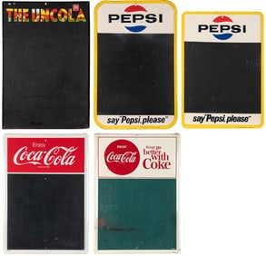 Five Soda Menu Boards with Blackboards. [V.p., ca. 1960s-80...