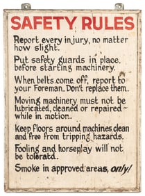 Factory / Industrial Safety Painted Wooden Sign. Circa 1950...