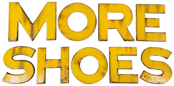 Group of Nine Porcelain Sign Letters “More Shoes”. Early-mi...