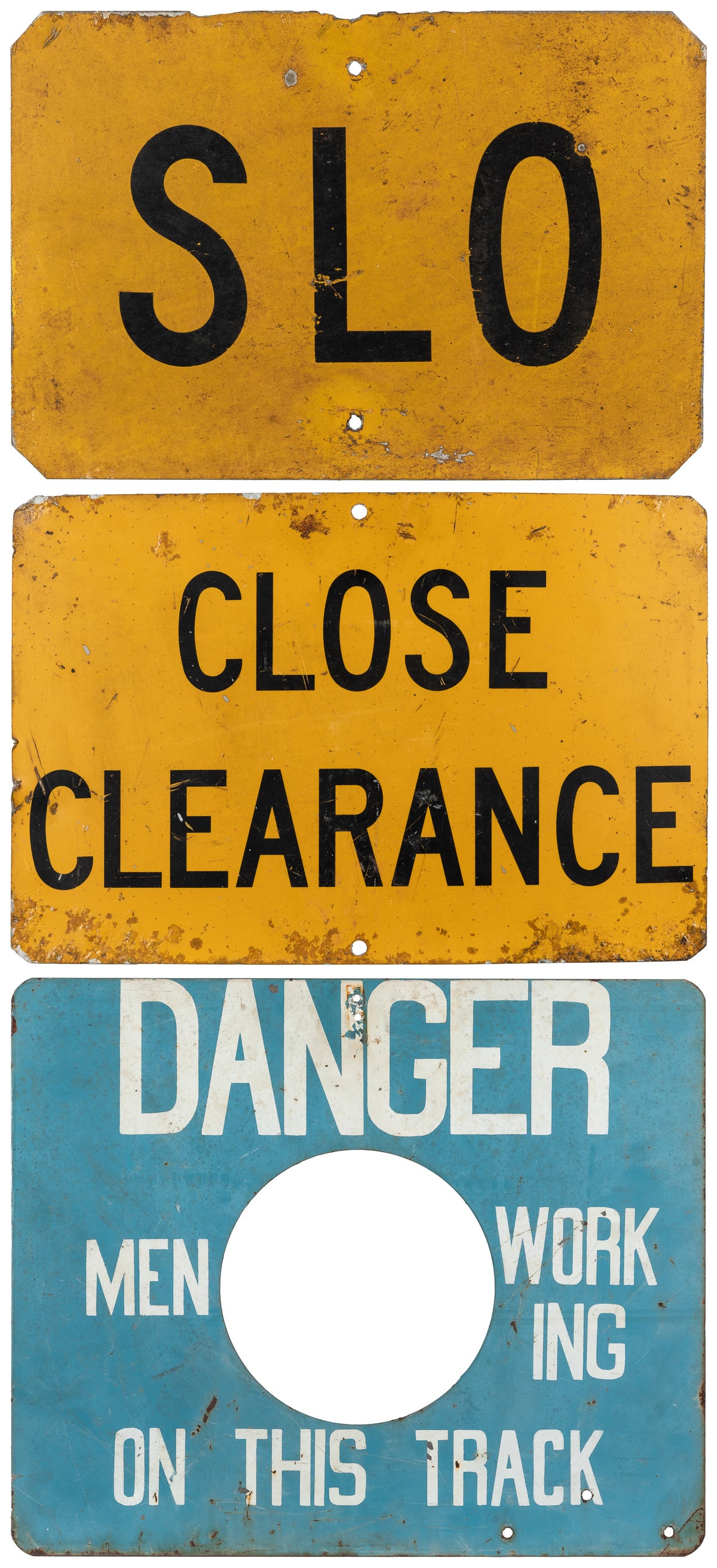 Three Road and Railway Signs. 20th century. Group of three ... (1 of 7)