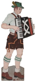 Hand-Painted Cut-Out of a German Man in Lederhosen Playing ...