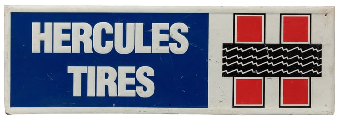 Hercules Tires Tin Sign. [Kenton, OH: Scioto Signs, 1991]. ...
