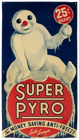Super Pyro 25 Cent Quart Embossed Painted Tin Sign. Covingt...