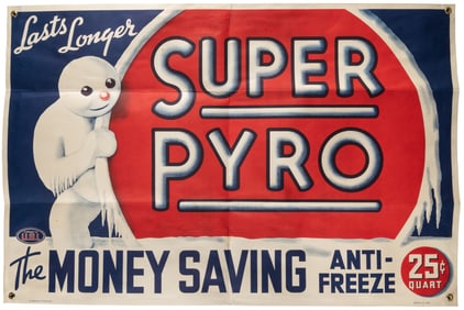 Pair of Large Anti-Freeze Paper Signs with Original Shippin...