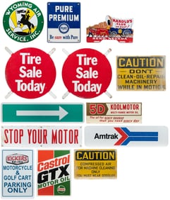 Group of 13 Automotive or Transportation-Related Tin Signs....