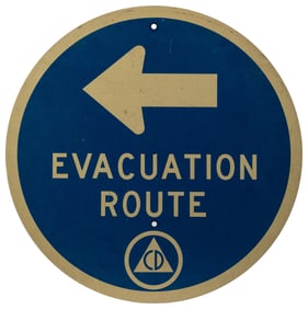 Civil Defense Evacuation Route Circular Sign. [Ca. 1960s-70...