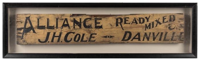 Alliance Ready Mixed J.H. Cole Danville Painted Sign. Circa...