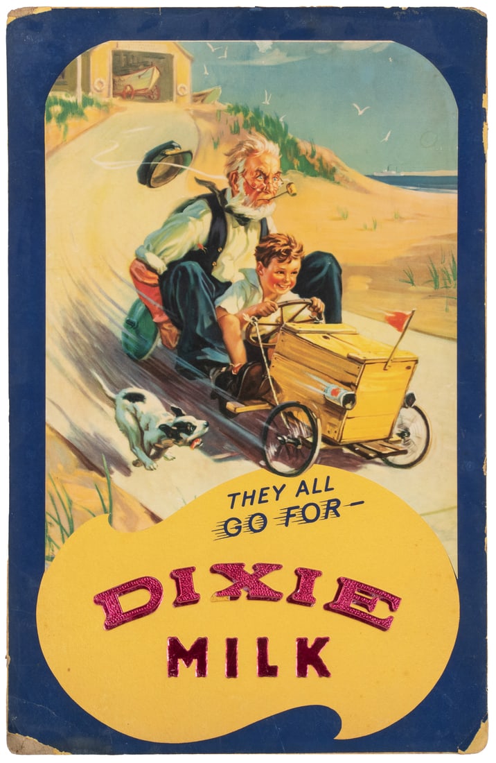 They All Go for Dixie Milk Cardstock Sign. Circa 1930s. Off... (1 of 1)