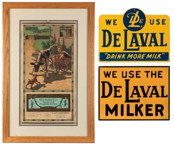 Group of 3 Signs or Calendars from De Laval Milkers. Includ...