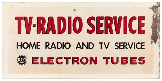RCA Electron Tubes Single-Sided Tin Sign. [Ca. 1950s-60s]. ...