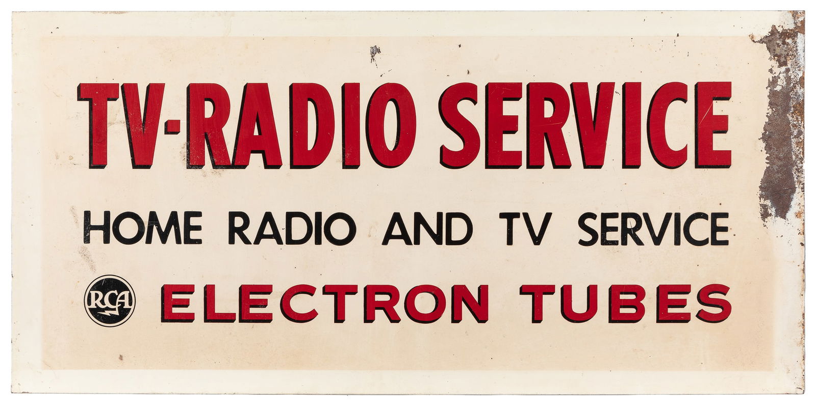 RCA Electron Tubes Single-Sided Tin Sign. [Ca. 1950s-60s]. ... (1 of 1)