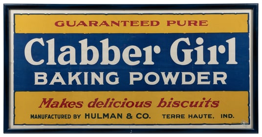 Clabber Girl Baking Powder Banner Sign. Lithograph by the K...