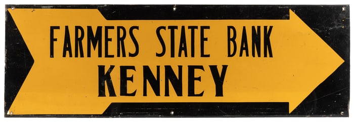Farmers State Bank / Kenney Painted Tin Sign. [Kenney, IL, ...