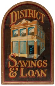 District Savings & Loan Painted Single-Sided Wooden Sign. 2...
