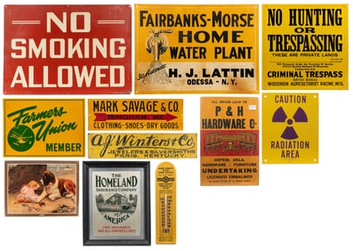 Group of 11 Assorted Metal, or Paper Signs or Prints, Inclu...