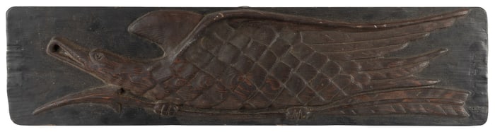 Hand-Carved Wooden Eagle with Arrow Sign. [Ca. 19th - 20 ce...