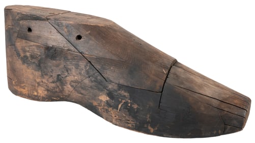 Large Carved Wooden Shoe Trade Sign or Display. [Ca. 19th -...