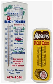 Pair of Tin Thermometer Signs. [Ca. mid-20th century]. Sign...