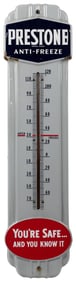 Prestone Anti-Freeze Porcelain Thermometer Sign. [Ca. 1940s...