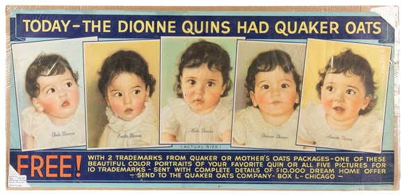 Quaker Oats Lithographed Paper Store Sign, “Today - The Dio...