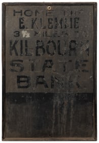 [WISCONSIN DELLS]. Hand-Painted Sign, “Home of E. Klemme 3 ...