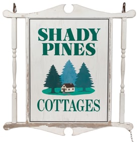 [WISCONSIN DELLS]. Hand-Painted, Double-Sided Wooden Sign, ...