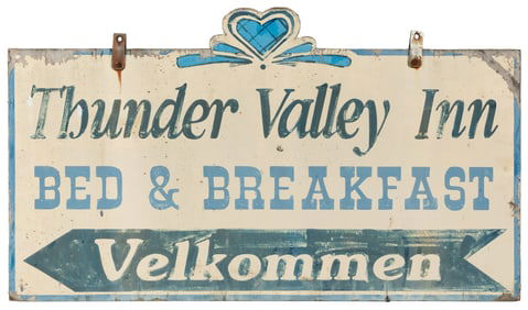 [WISCONSIN DELLS]. Hand-Painted Double-Sided Wooden Sign, “...
