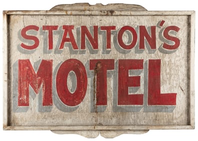 [WISCONSIN DELLS]. “Stanton’s Motel” Hand-Painted Sign with...
